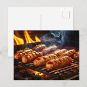 グリルド・ブラートヴルスト・ソーセージ BBQ ポストカード (正面/裏面)