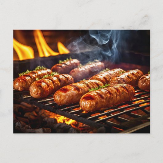 グリルド・ブラートヴルスト・ソーセージ BBQ ポストカード (正面)