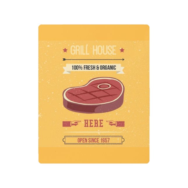 グリルハウスステーキ メタルプリント (正面)