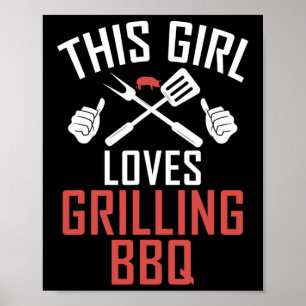グリルバーベキューこの女の子はグリリングBbq女の子を愛する ポスター