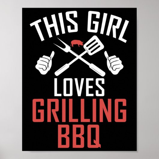 グリルバーベキューこの女の子はグリリングBbq女の子を愛する ポスター (正面)