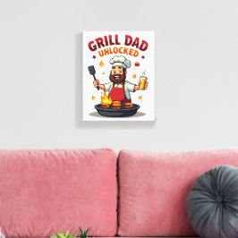 グリルパパロック解除おもしろい- BBQシェフパパデザイン» キャンバスプリント