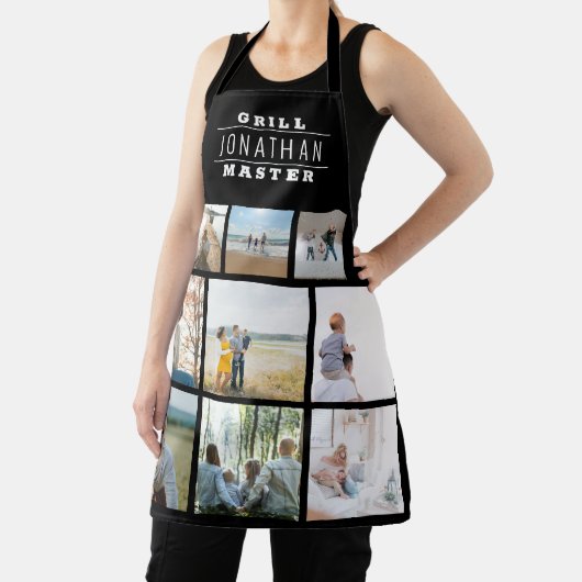 グリルパーソナライズされたマスター名フォトコラージエプロン エプロン (インサイチュ)