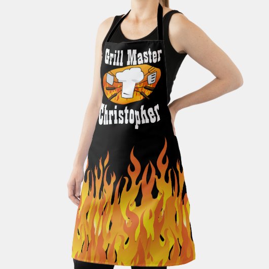 グリルパーソナライズされたマスター名BBQシェフエプロン エプロン (インサイチュ)