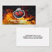 グリルピットロゴに火の炎ステーキ 名刺 (正面/裏面)