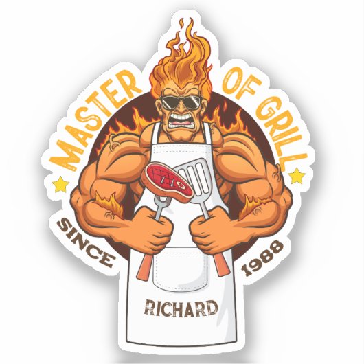 グリルファーザーデイギフトBBQシェフパパ シール (正面)