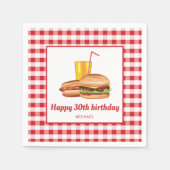 グリルフードハンバーガーホットドッグバックヤードBBQ誕生日 スタンダードカクテルナプキン (正面)