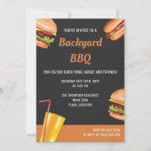 グリルフードハンバーガーホットドッグ夏バックヤードBBQ 招待状 (正面)