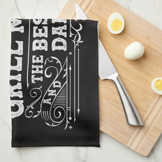 グリルマスターと最高のパパエバーファーズデイブラック キッチンタオル (四つ折り)
