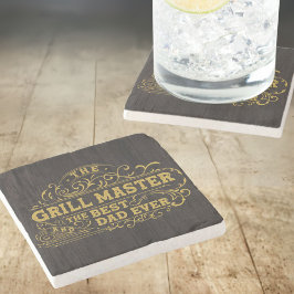 グリルマスターと最高のパパエバーファーズデイブラック ストーンコースター