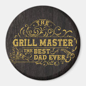 グリルマスターと最高のパパエバーファーズデイブラック マグネット (正面)