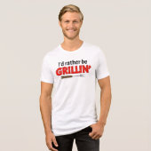 グリルマスターのステーキを焼くのが好き トライブレンドTシャツ (正面全面)