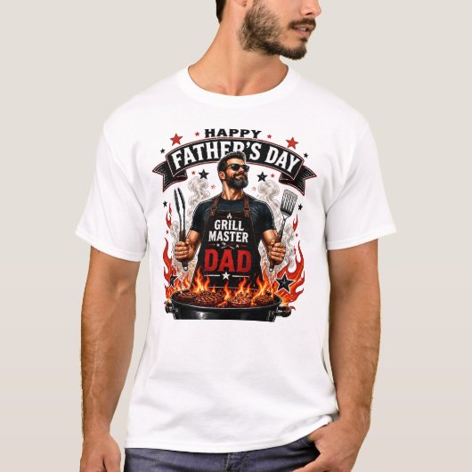 グリルマスターのパパ 父の日おめでとう Tシャツ (正面)