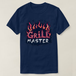 グリルマスターの炎のバーベキュー・クックアウト・タイポグラフィ Tシャツ