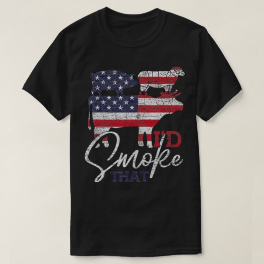 グリルマスターギフトをUSAフラグBBQ おもしろい Id煙 Tシャツ (デザイン正面)