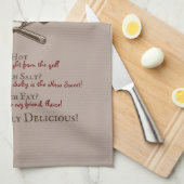 グリルマスタースカリー – ヴィンテージスカルイラストレーション キッチンタオル (四つ折り)