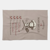 グリルマスタースカリー – ヴィンテージスカルイラストレーション キッチンタオル (横)