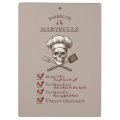 グリルマスタースカリー – ヴィンテージスカルイラストレーション クリップボード (裏面)