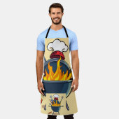 グリルマスターパパエプロンおもしろい- BBQシェフギフトfor F エプロン (着用した状態)