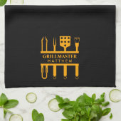 グリルマスターファーザーズデーカスタム文字 キッチンタオル (折り畳み)