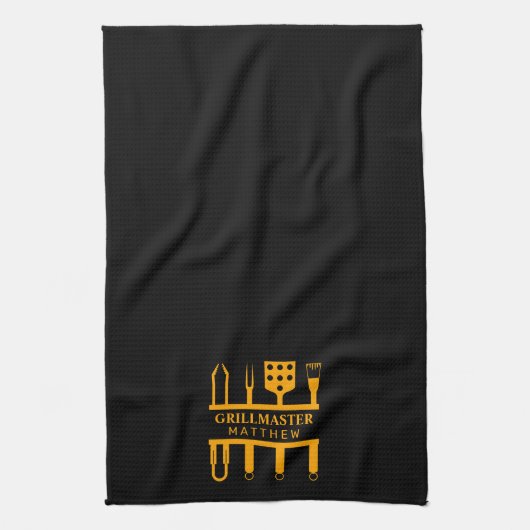 グリルマスターファーザーズデーカスタム文字 キッチンタオル (縦)