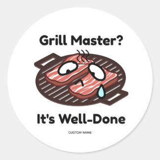 グリルマスター上手に焼けました BBQ好きのパパへの面白いギフト ラウンドシール