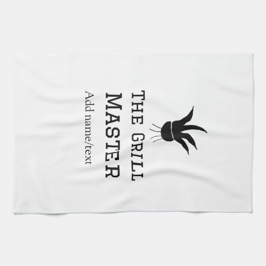 グリルマスター名の追加文字料理最高のbarequ キッチンタオル (横)