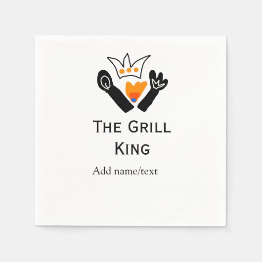 グリルマスター名の追加文字料理最高のbarequ スタンダードカクテルナプキン (正面)