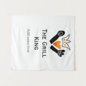 グリルマスター名の追加文字料理最高のbarequ タペストリー (正面(横))