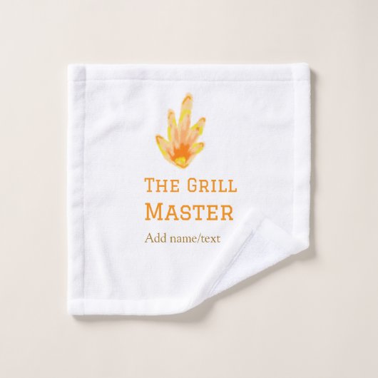 グリルマスター名を追加文字料理最高の黄 ウォッシュタオル (ウォッシュタオル)