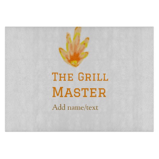 グリルマスター名を追加文字料理最高の黄 カッティングボード (正面)