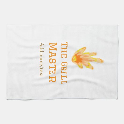 グリルマスター名を追加文字料理最高の黄 キッチンタオル (横)