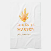 グリルマスター名を追加文字料理最高の黄 キッチンタオル (縦)