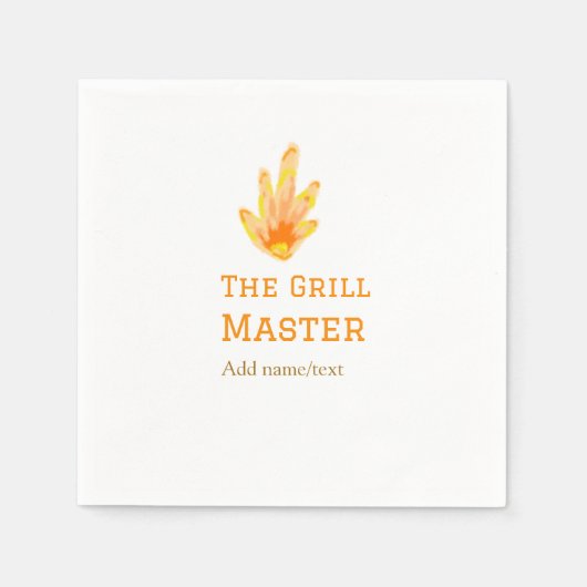 グリルマスター名を追加文字料理最高の黄 スタンダードカクテルナプキン (正面)