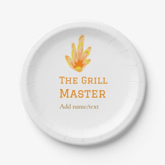 グリルマスター名を追加文字料理最高の黄 ペーパープレート (正面)