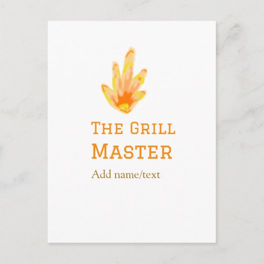 グリルマスター名を追加文字料理最高の黄 ポストカード (正面)