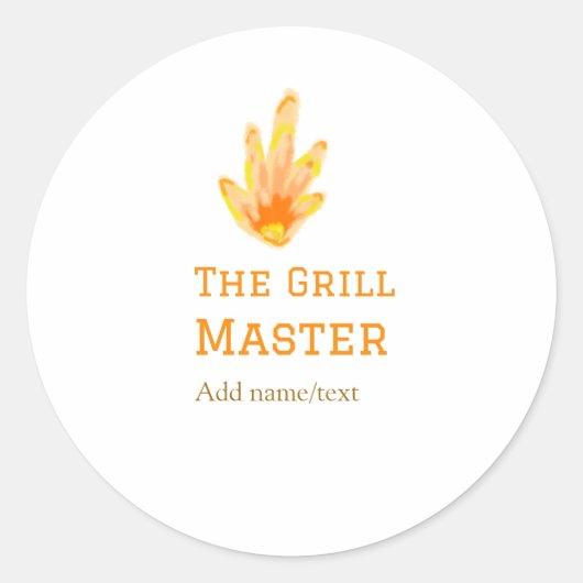 グリルマスター名を追加文字料理最高の黄 ラウンドシール (正面)