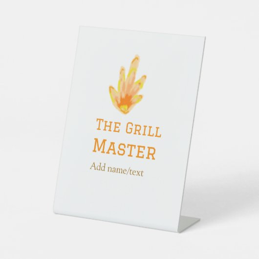 グリルマスター名を追加文字料理最高の黄 台座サイン (正面)