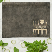 グリルマスター名前をカスタムするクラシックバーベキューツール キッチンタオル (折り畳み)