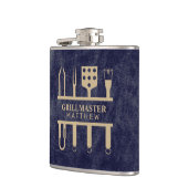 グリルマスター名 ネイビーレザー質感 フラスク (左)