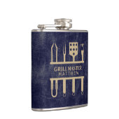 グリルマスター名 ネイビーレザー質感 フラスク (右)