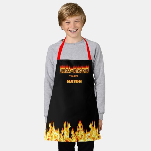 グリルマスター見習エプロンお名前を付けて エプロン (着用した状態)