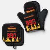 グリルマスター（あなたの名前） BBQ 鍋つかみ&鍋敷きセット (正面/裏面)