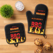 グリルマスター（あなたの名前） BBQ 鍋つかみ&鍋敷きセット (トップダウン)
