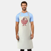 「グリルマスター」メンズシェフ名前をカスタムする料理BBQ エプロン (着用した状態)