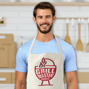 「グリルマスター」メンズシェフ名前をカスタムする料理BBQ エプロン