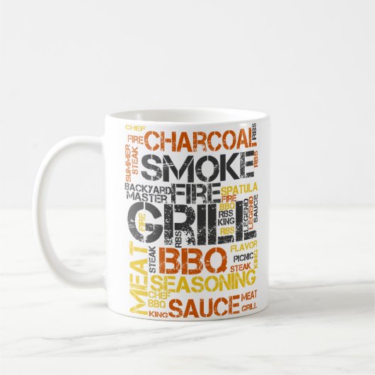 グリルマスター BBQ タイポグラフィ コーヒーマグカップ (左)