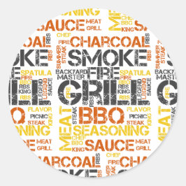 グリルマスター BBQ タイポグラフィ ラウンドシール