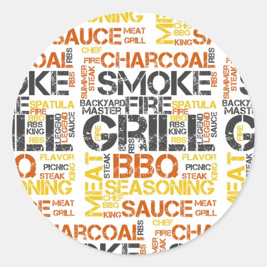 グリルマスター BBQ タイポグラフィ ラウンドシール (正面)
