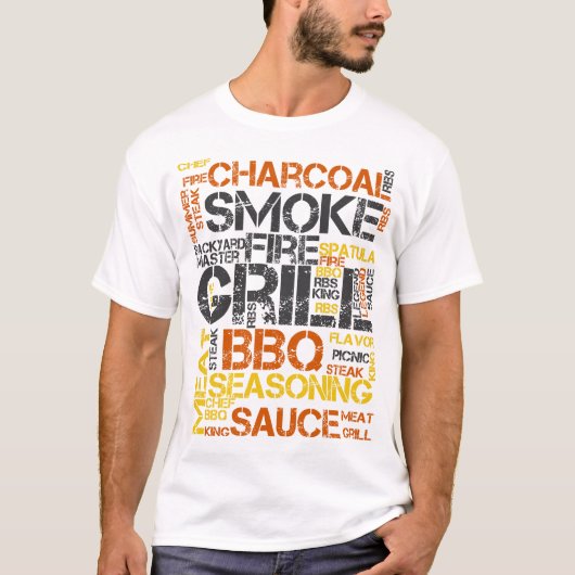 グリルマスター BBQ タイポグラフィ Tシャツ (正面)